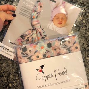 NWT Copper Pearl swaddle and matching hat